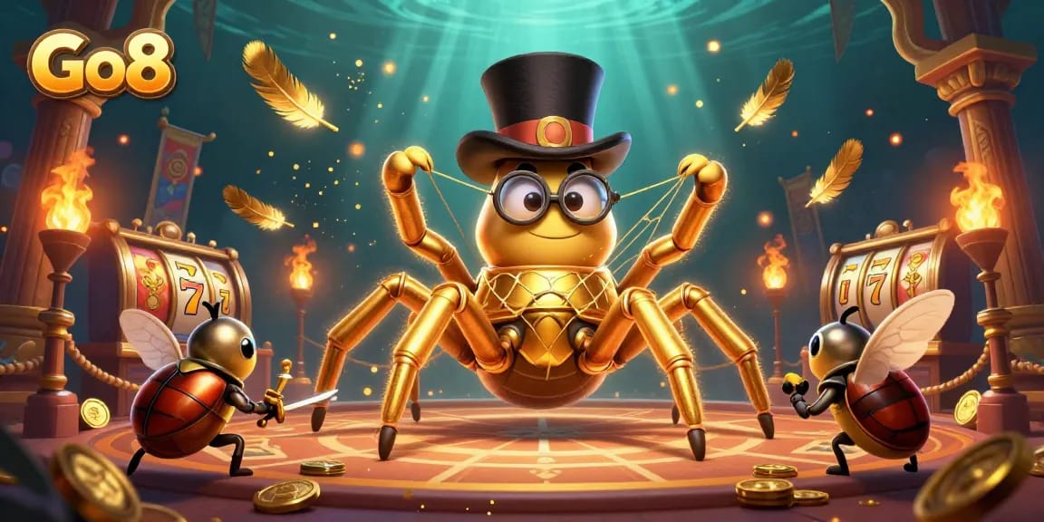 Engage in thrilling gameplay at Go8 with vibrant casino elements and animated characters.