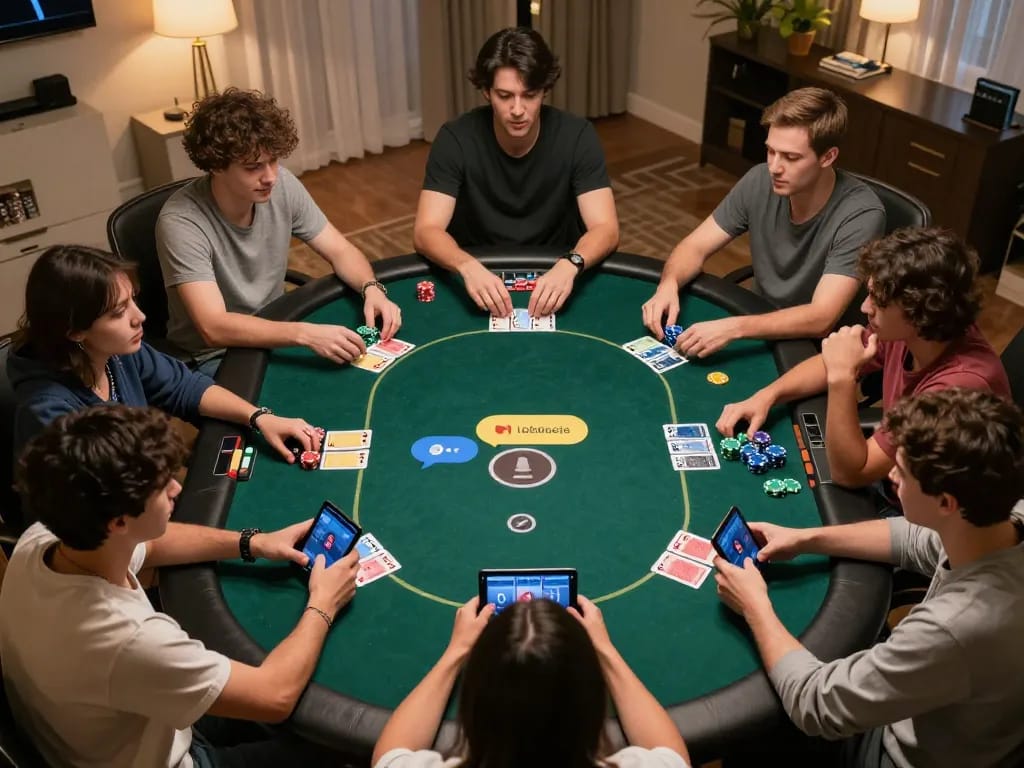 Engaged players at a 27G online poker game showcasing strategic gameplay and social interaction.