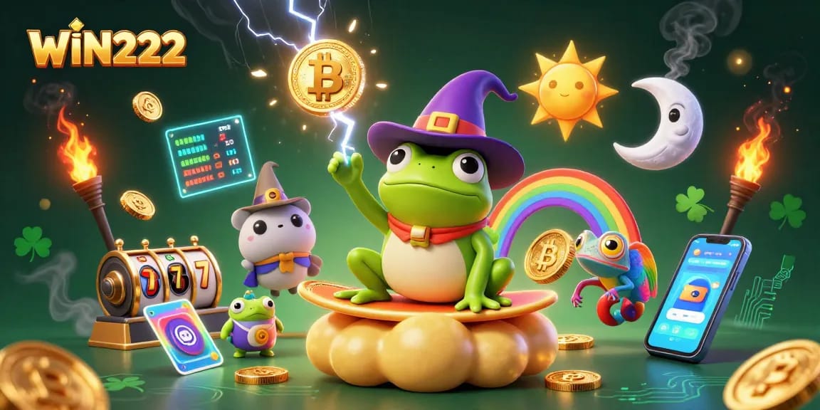 Experience the thrill at WIN222 with a dazzling storm of golden coins and casino excitement.