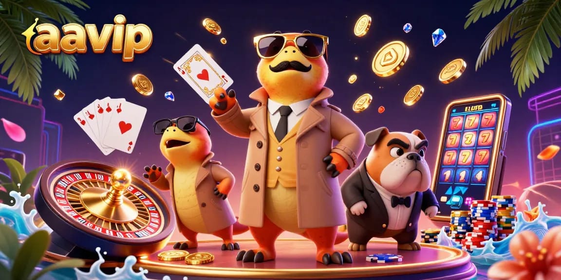 Experience exciting gaming at aavip with cartoon raptors at a VIP casino entrance.