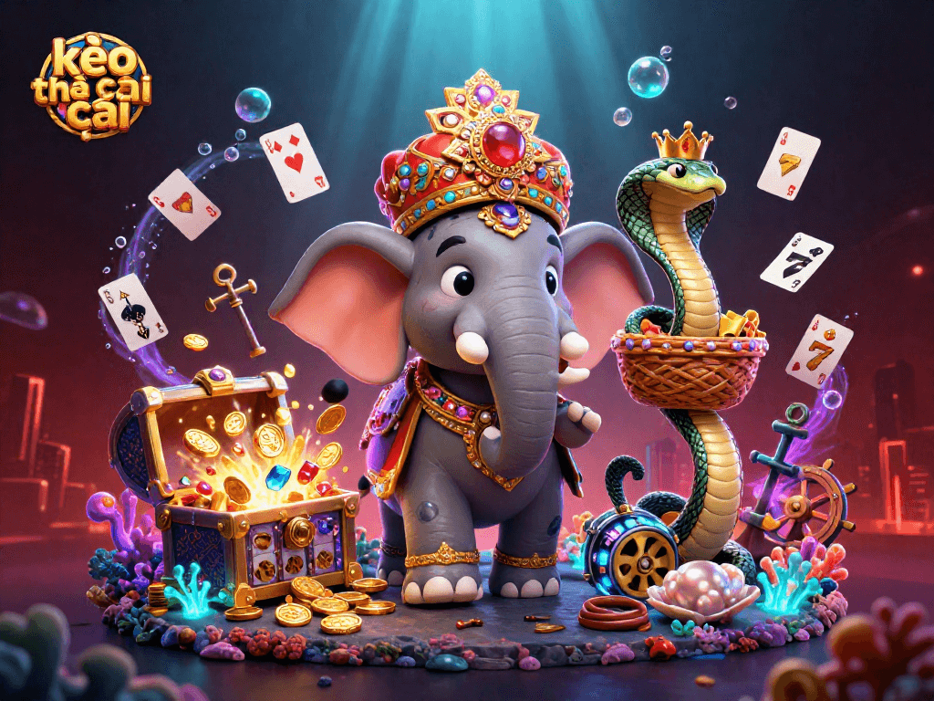 Engage with kèo nhà cái through an animated scene of gaming fun featuring slot elements.