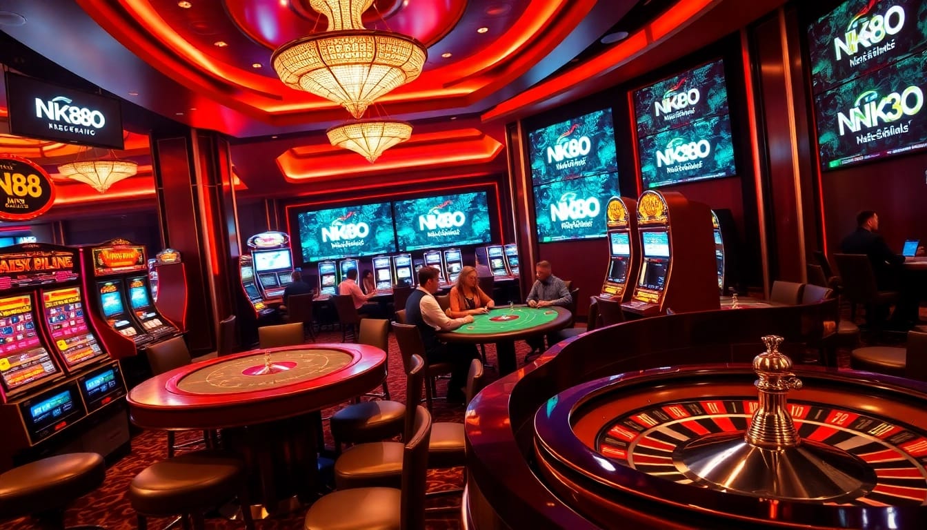 Experience the thrill of NK88 casino with vibrant gaming tables and exciting slot machines.