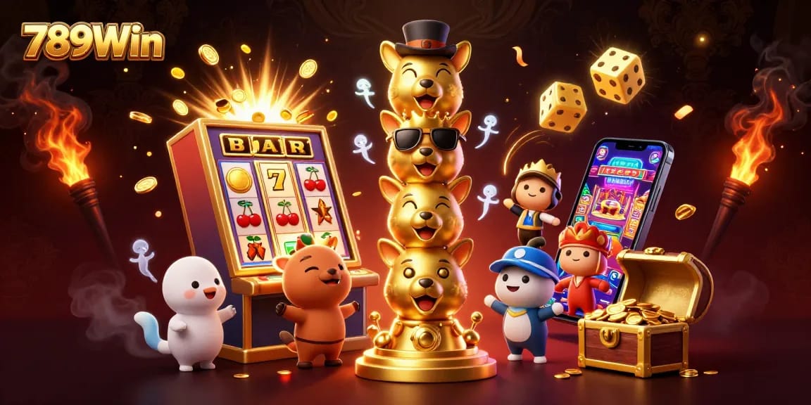 Experience thrilling casino gameplay with 789Win's vibrant 3D jackpot illustration bursting with excitement.