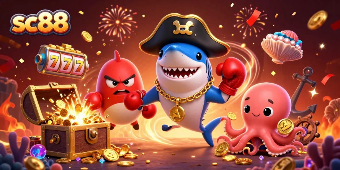 Experience exhilarating wins at sc88 with a vibrant underwater casino scene featuring playful characters and exciting slot games.