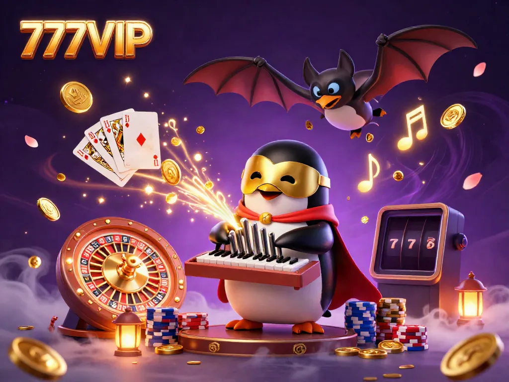 Experience the excitement of 777VIP with dazzling coins, charming characters, and vibrant casino elements.