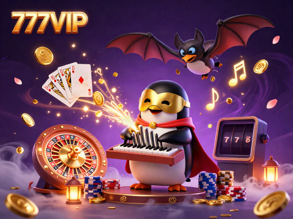 Experience the excitement of 777VIP with dazzling coins, charming characters, and vibrant casino elements.