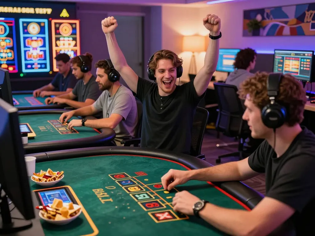 Engaging gaming experience on 887bet platform with players celebrating wins and strategizing.