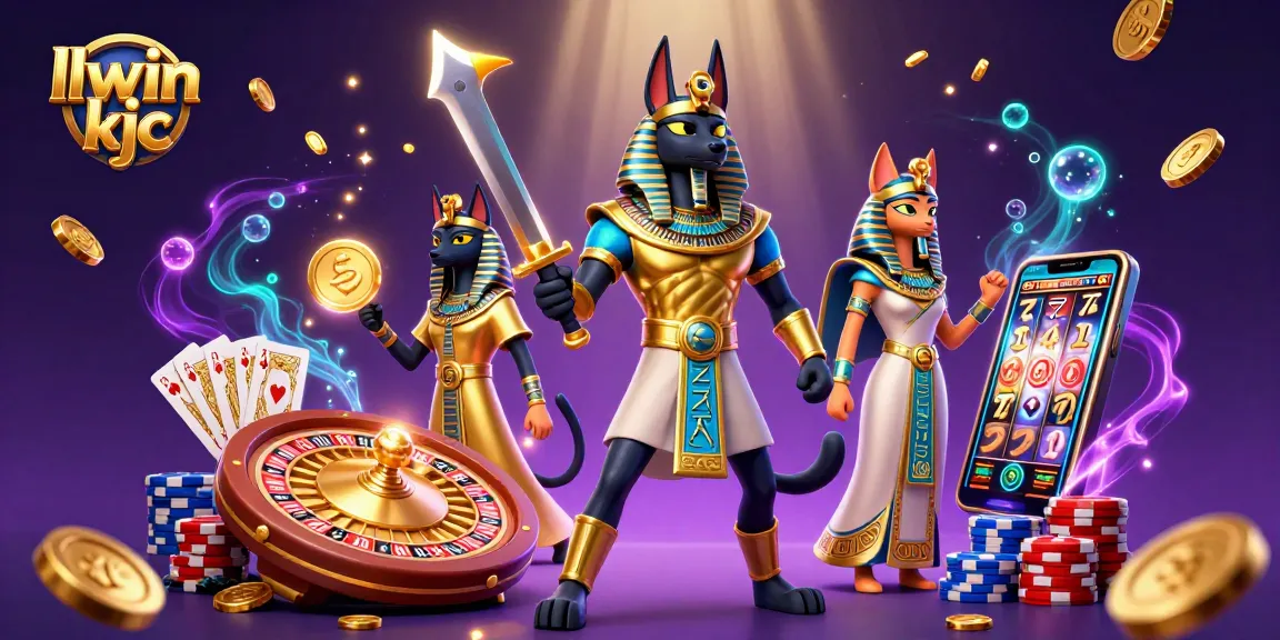 Experience thrilling moments at llwin kjc with Anubis and Bastet amidst dazzling casino elements.