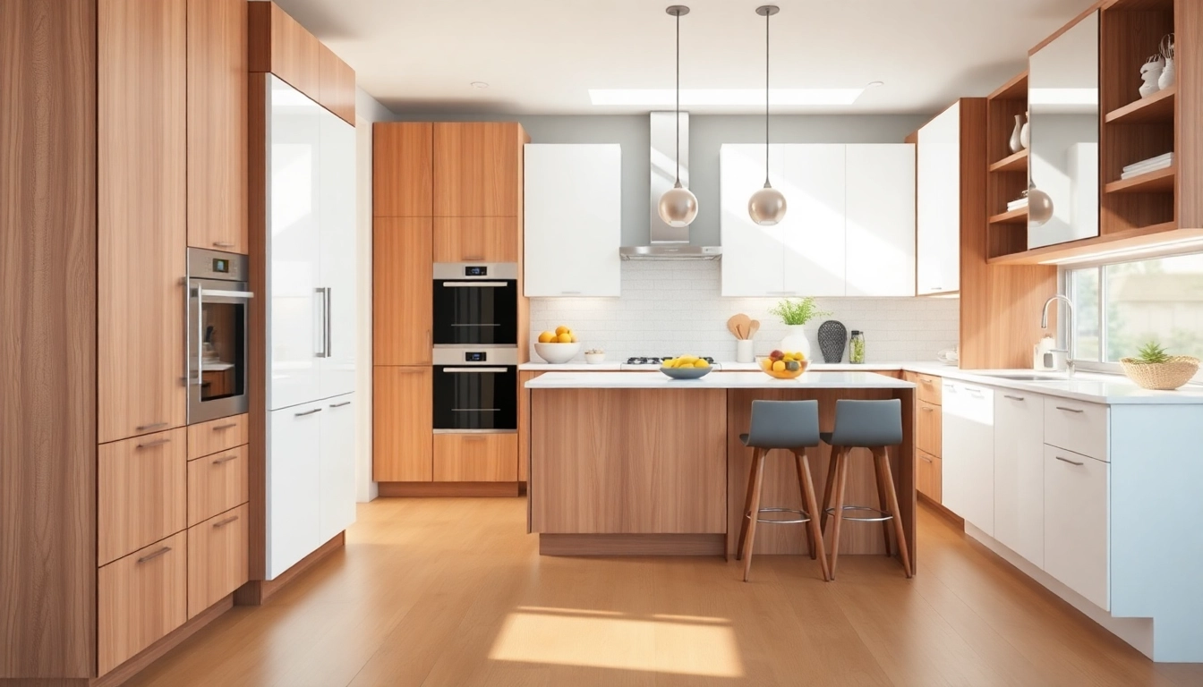 Transform your kitchen with cabinet refacing Clearwater FL, showcasing modern cabinetry and warm wood tones.