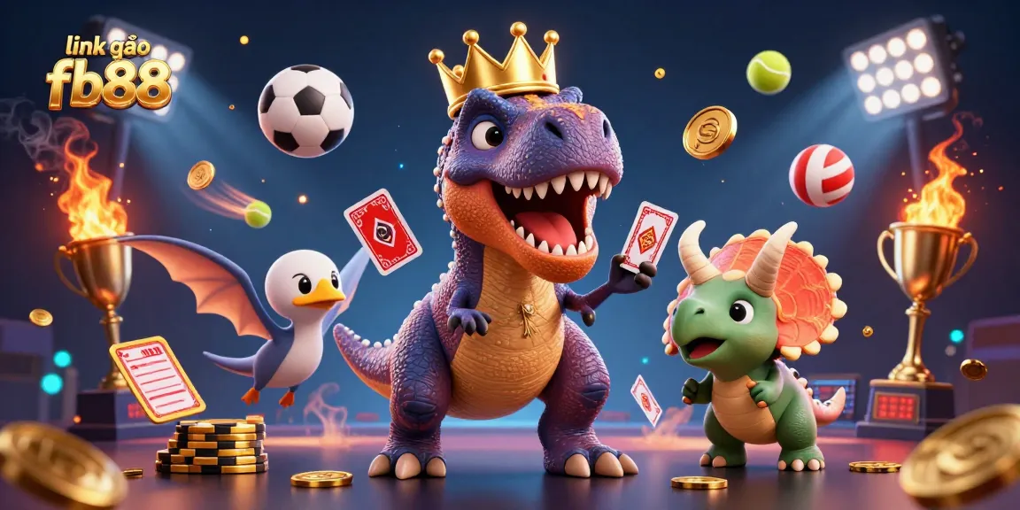 Join the excitement at link vào fb88 with a dynamic scene of dinosaurs gaming.