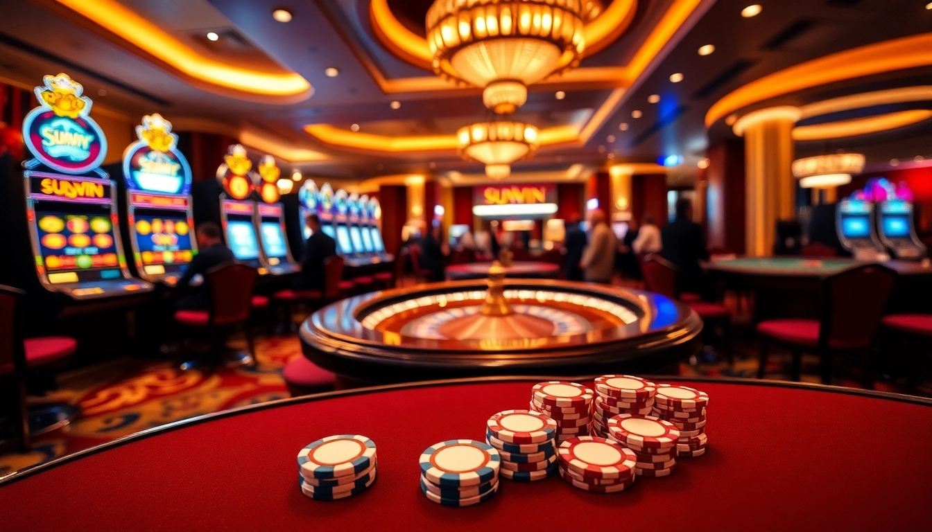 Experience luxury gambling with sunwin-themed chips and a vibrant casino atmosphere.
