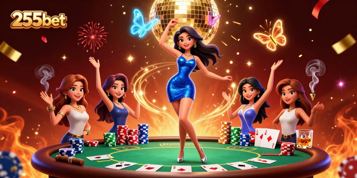Experimente a emoção da 255bet com uma cena de cassino empolgante apresentando personagens vibrantes e elementos de jogo.