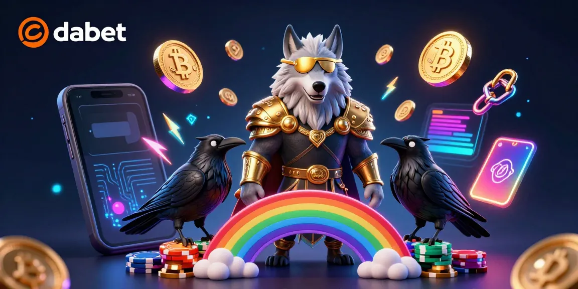 Dabet depicts a mythical Norse wolf and ravens in a vibrant casino-themed scene, illuminating the online gambling experience.