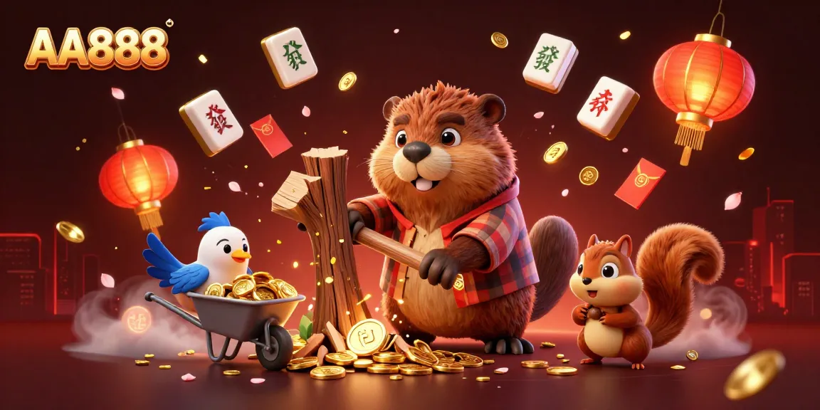 Experience thrilling gameplay at AA888 with colorful cartoon characters and vibrant casino elements.