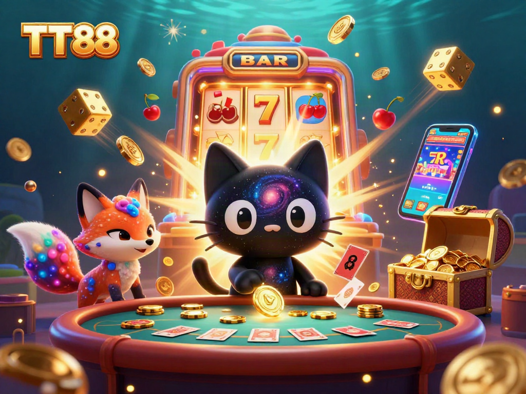 TT88 captures the excitement of cosmic gaming with vibrant characters and jackpot elements.