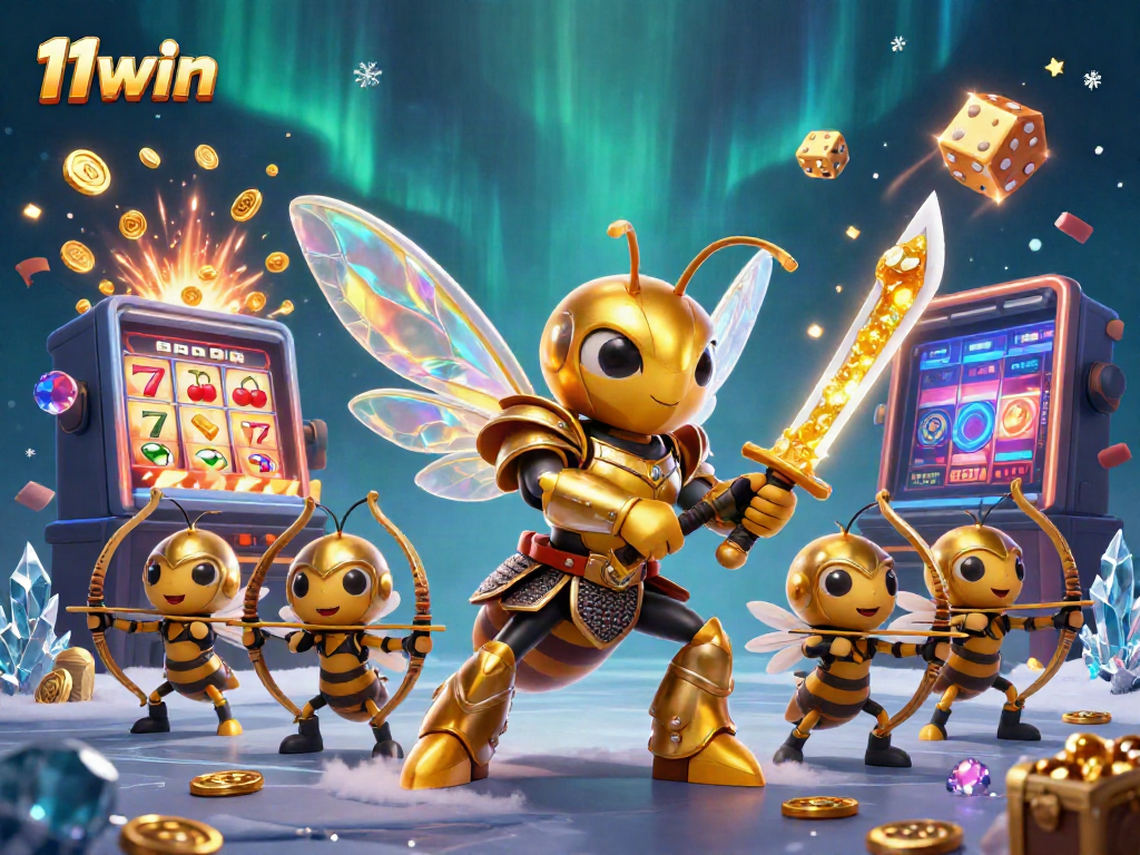 Experience the excitement of 11win with vibrant casino elements and dynamic characters rallying around a jackpot scene.