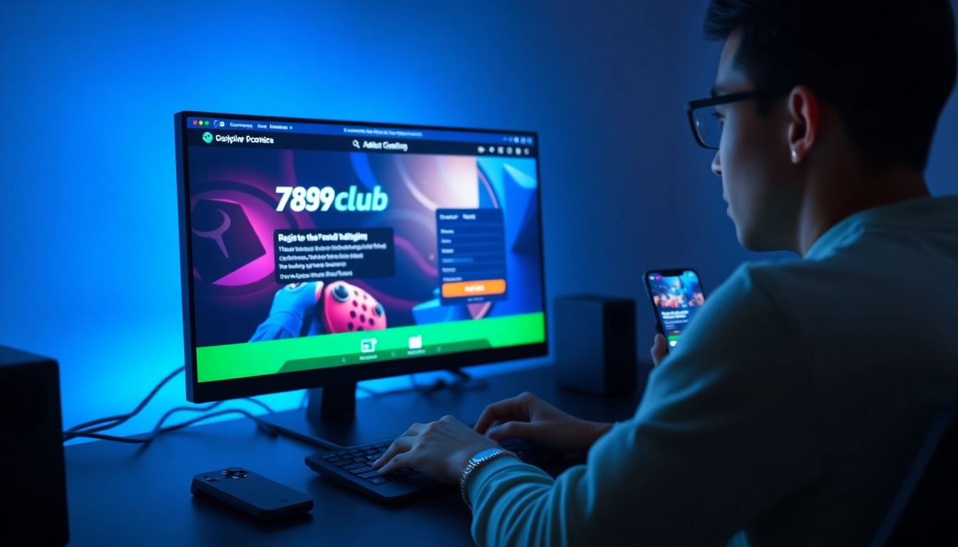 User engaging in the 789club registration process at https://part.ru.com/dang-ky-789club/ on a computer, showcasing a vibrant gaming interface.