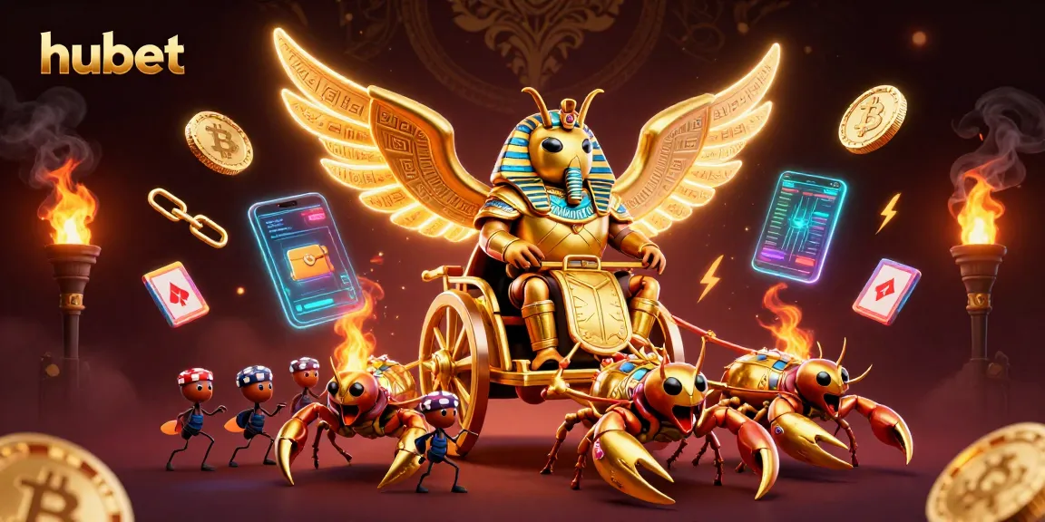 Engage in online gaming with hubet's dynamic 3D illustration showcasing casino elements.