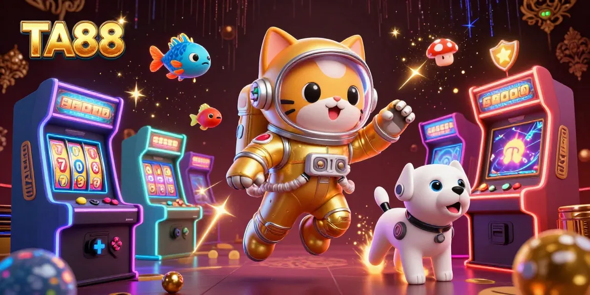 Experience the thrilling energy of TA88 with a cosmic gaming adventure in a vibrant casino scene.