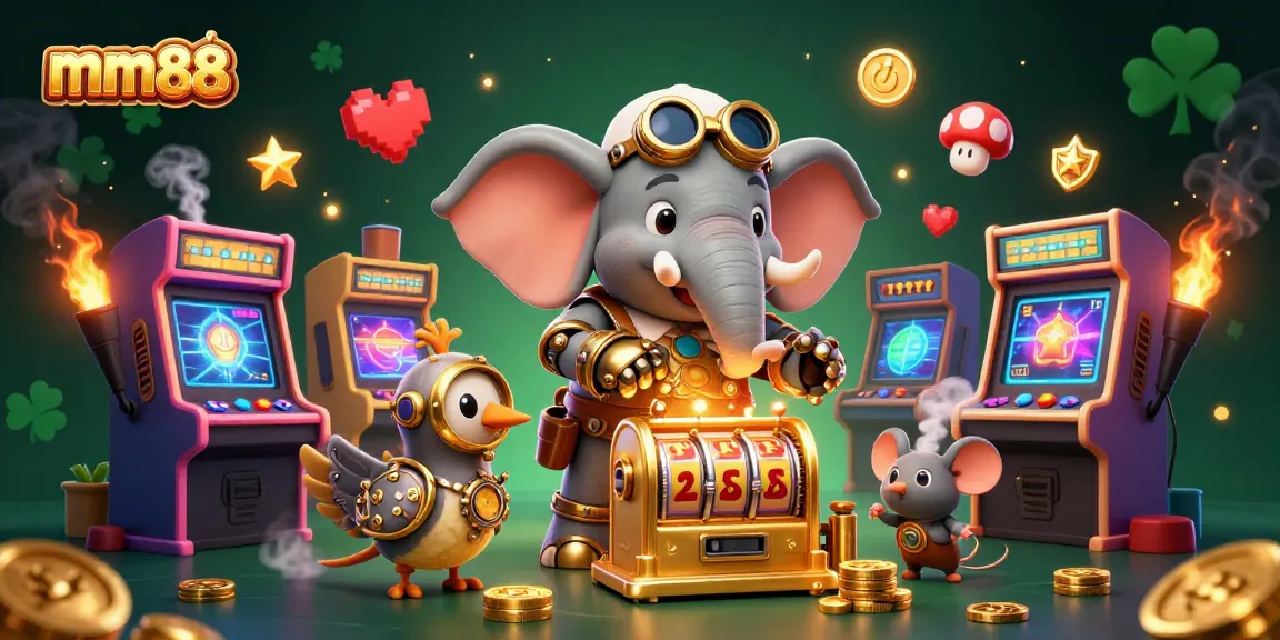 Experience high-stakes gaming excitement with MM88's vibrant 3D casino illustration.