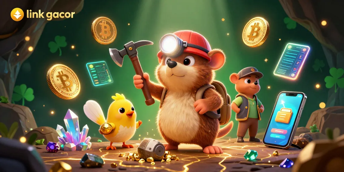 Join the treasure hunter mole in his quest for link gacor in this vibrant casino scene filled with winning elements!