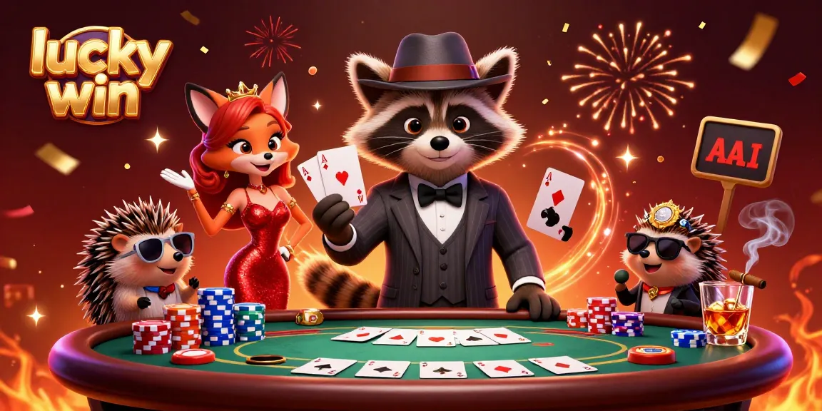 Experience the excitement of lucky win as our cartoon characters enjoy a lively casino atmosphere.