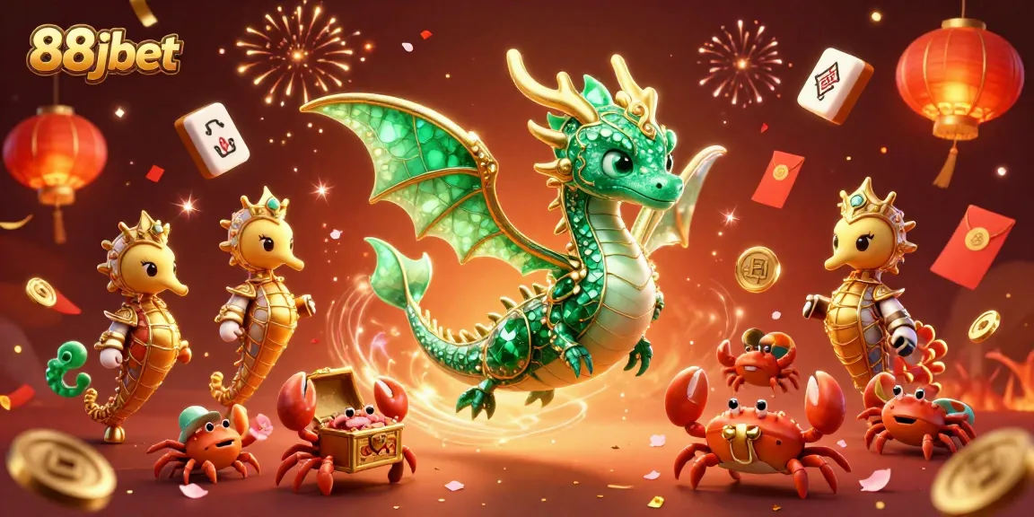 Experience the thrill of 88jbet with a vibrant sea dragon and festive casino elements in action.