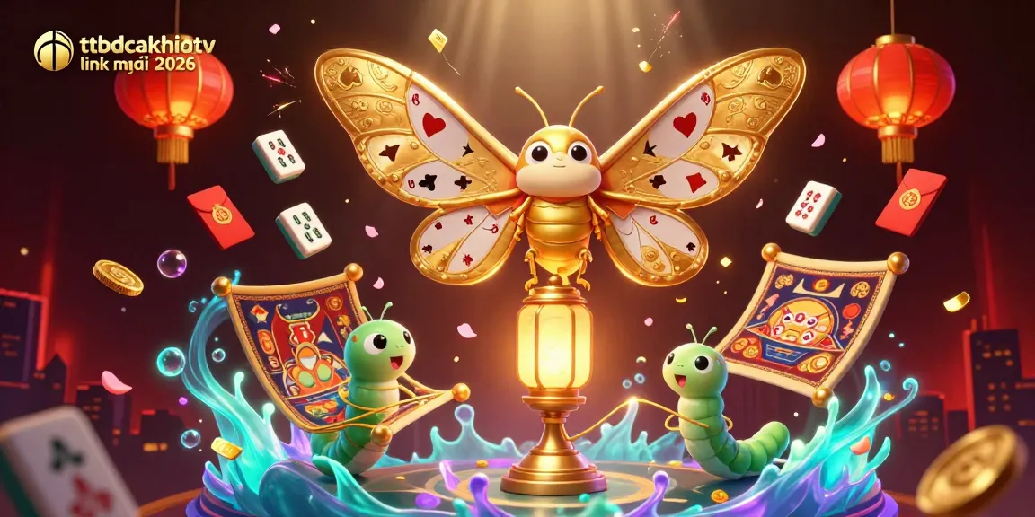 Engage with ttbdcakhiatv link mới 2026, showcasing 3D casino scenes with vibrant characters amidst golden elements.