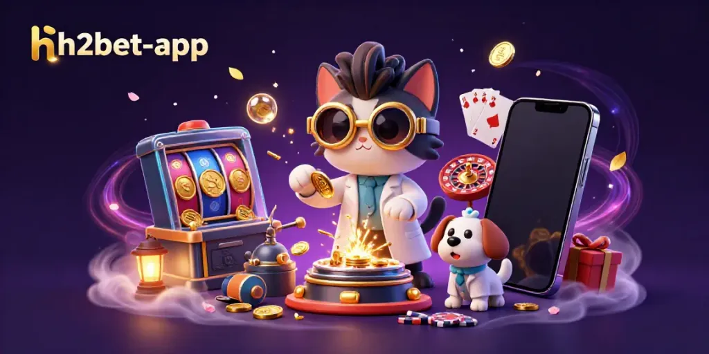 Engage with h2bet-app's dynamic gaming scene highlighting fun slots and poker elements.