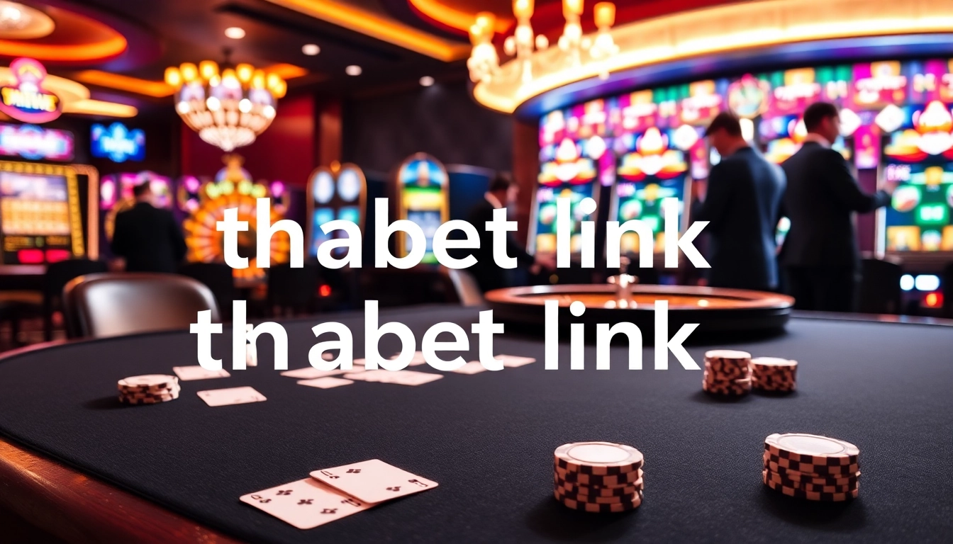 Experience the excitement of the thabet link with dynamic casino visuals showcasing poker, slots, and roulette.