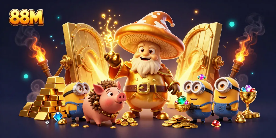 88M brings golden treasures to life with a magical mushroom wizard, a gemstone-carrying pig, and riches galore.