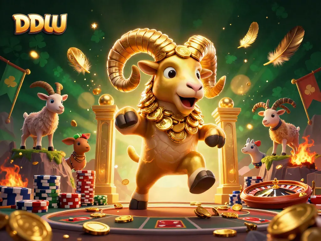 Engage in exciting action with DDUU as the golden ram charges toward the casino's golden gate.