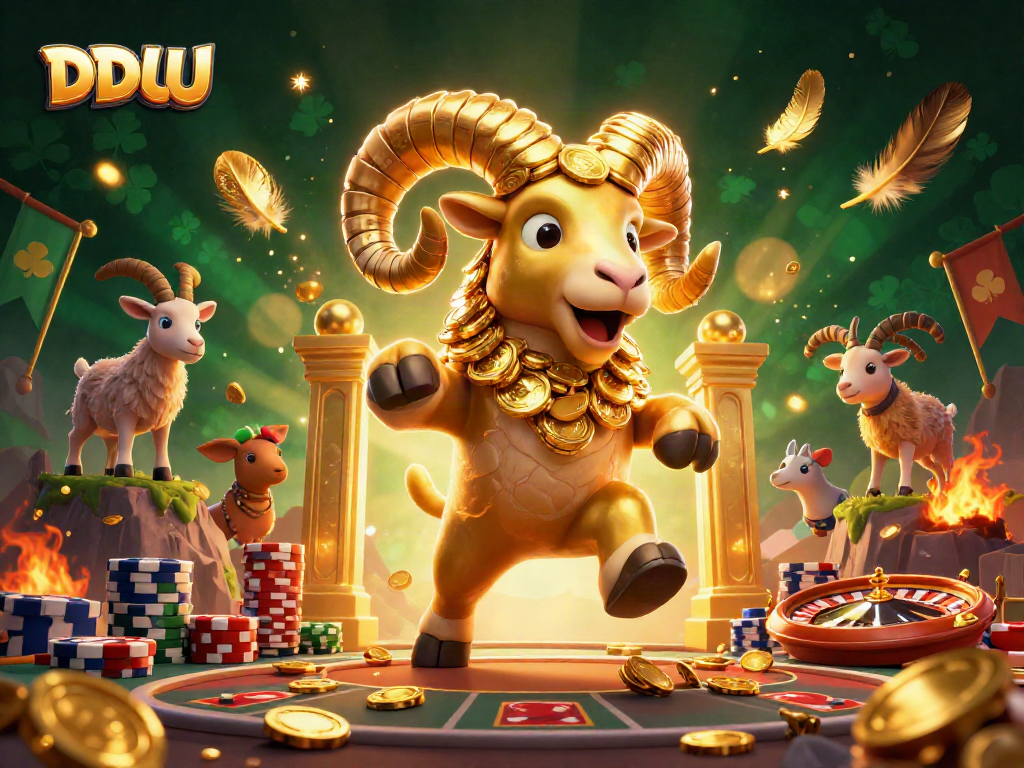 Engage in exciting action with DDUU as the golden ram charges toward the casino's golden gate.