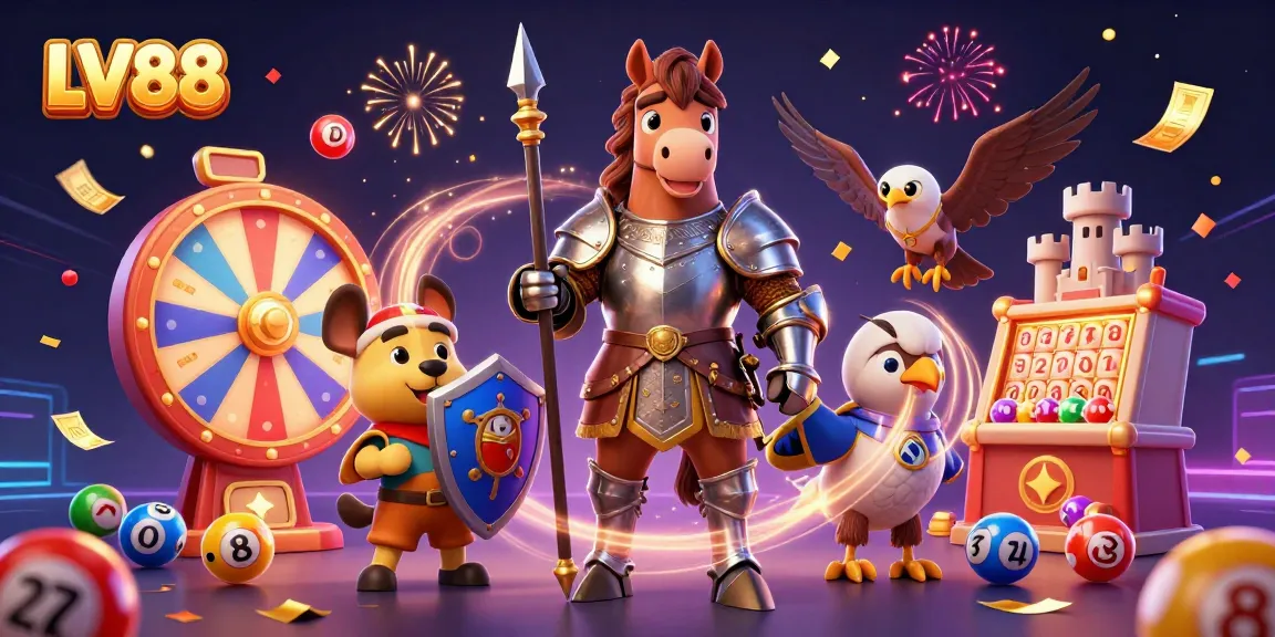 Experience thrilling gameplay at LV88 with an adventurous knight and vibrant casino elements.