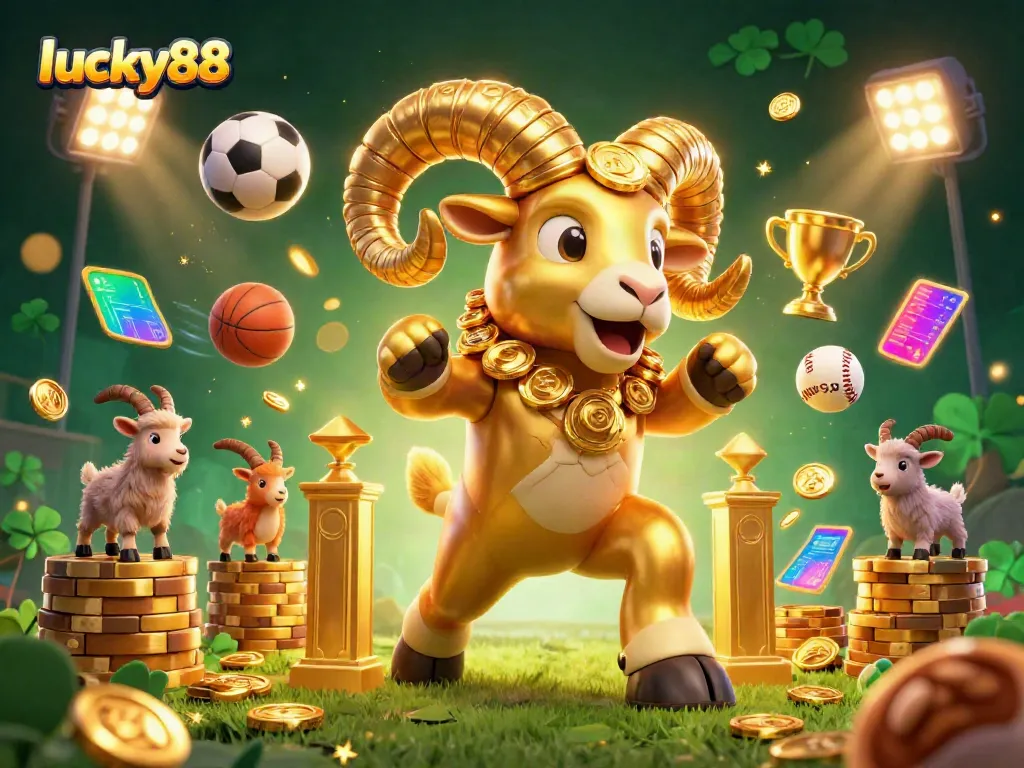 Experience dynamic sports betting excitement with lucky88's vibrant 3D illustration bursting with action.