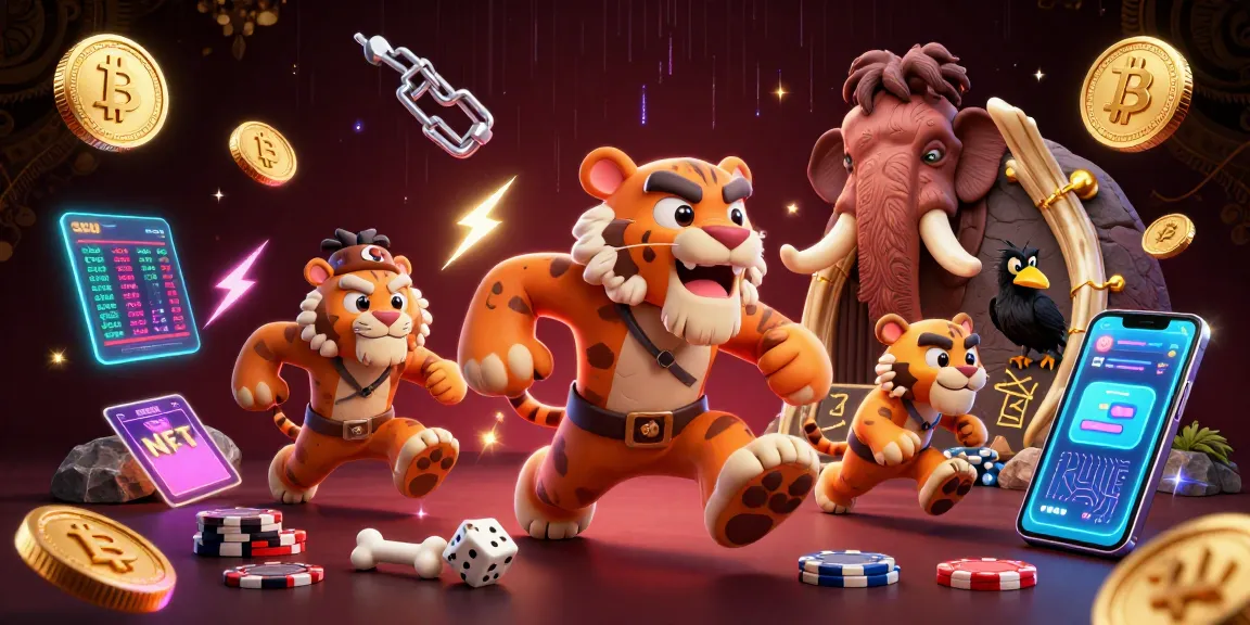 Experience thrilling gameplay at sunwin with vibrant 3D cartoon characters in a prehistoric casino setting.