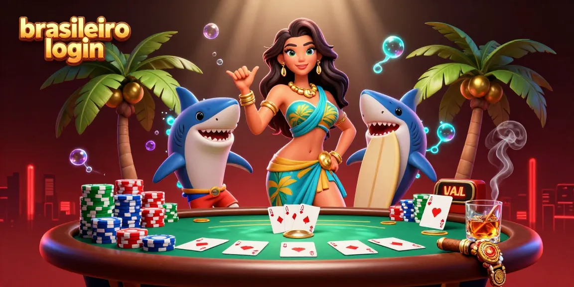 Play the exciting games at brasileiro login in a vibrant casino scene with engaging characters.