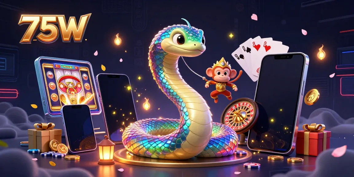 Play the exhilarating 75W slots with vibrant visuals and bonuses in a dynamic casino scene.