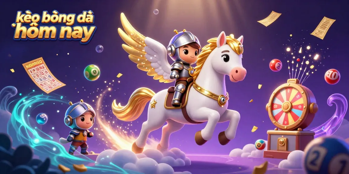 Experience kèo bóng đá hôm nay with a vibrant scene of a celestial horse and knight amid gaming action.