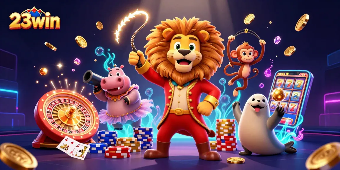 Experience thrilling action with 23win in a vibrant casino scene featuring unique characters and game elements.