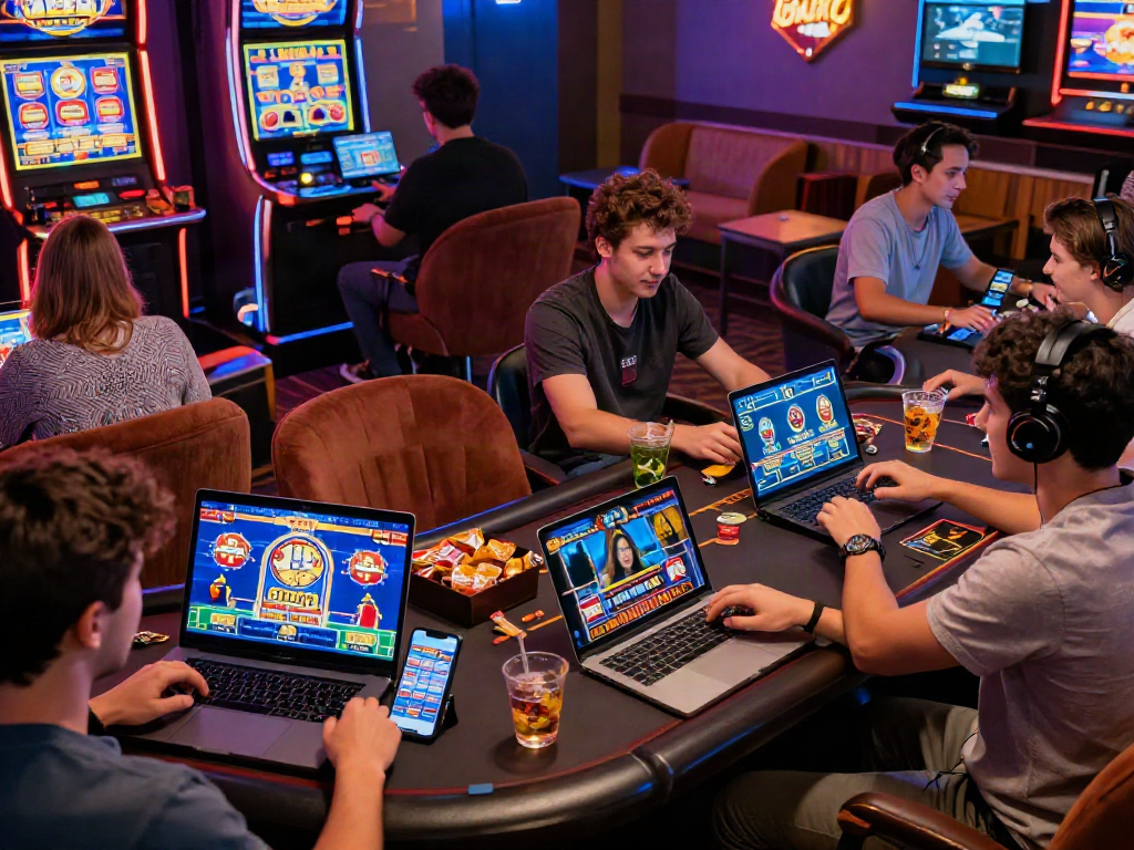 Engaged players enjoying diverse games at https://ku88v1.com/ in a cozy gaming corner.