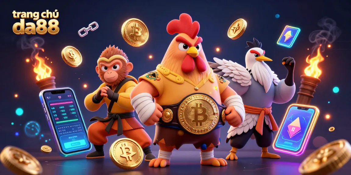 Capture thrilling moments at trang chủ da88 with fierce characters and crypto elements in a vibrant casino scene.