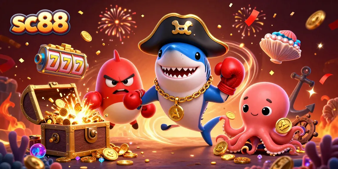 Experience exhilarating wins at sc88 with a vibrant underwater casino scene featuring playful characters and exciting slot games.