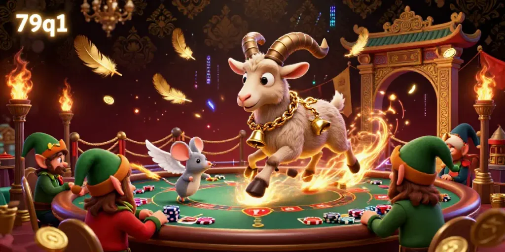 Engage in festive gaming at 79q1 with Krampus, an angel mouse, and elf gremlins in a thrilling casino.