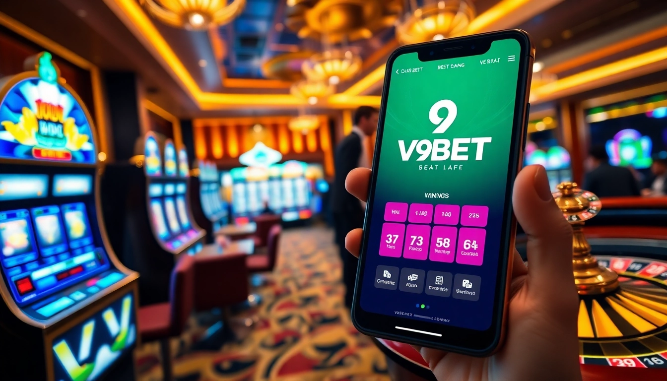 V9BET đang nhập experience with vibrant gambling interface and casino elements for thrilling gameplay.