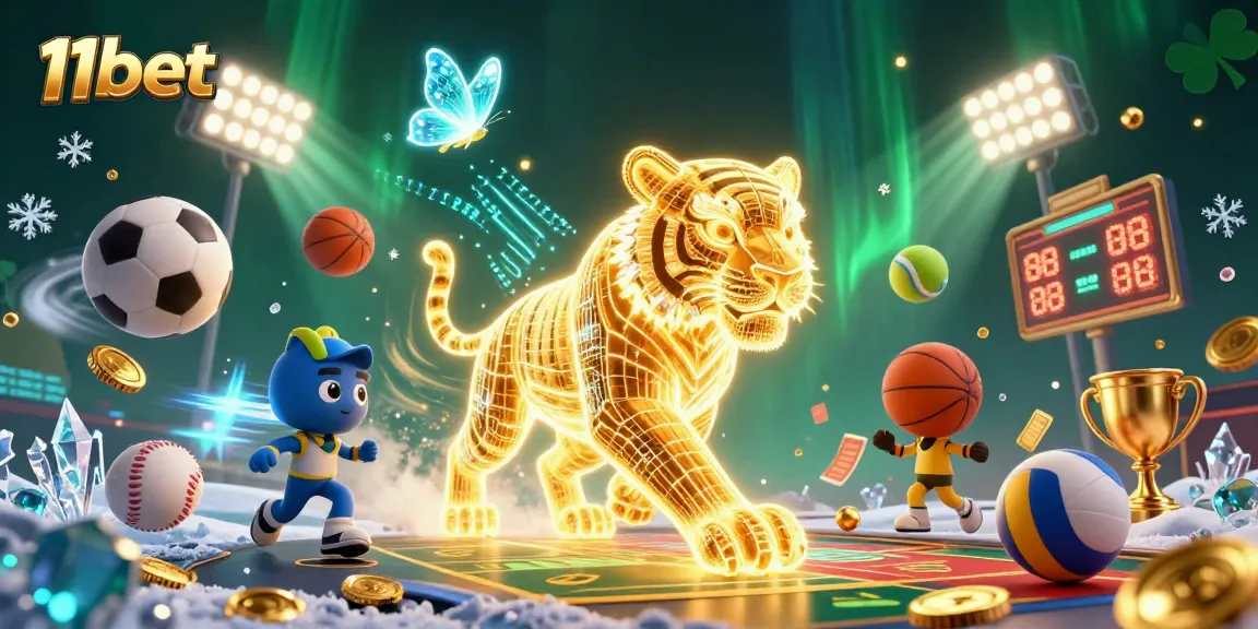Engage with the thrilling atmosphere of 11bet through this vibrant digital casino illustration.