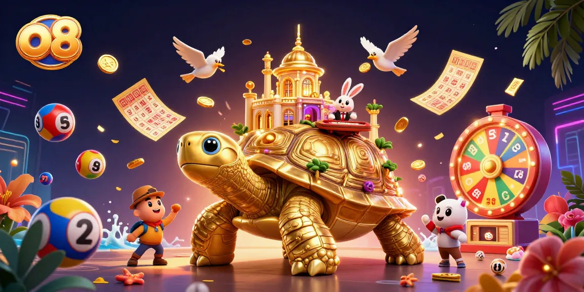 Engage in thrilling gameplay at o8's vibrant casino with a dynamic golden tortoise and dazzling gaming elements.
