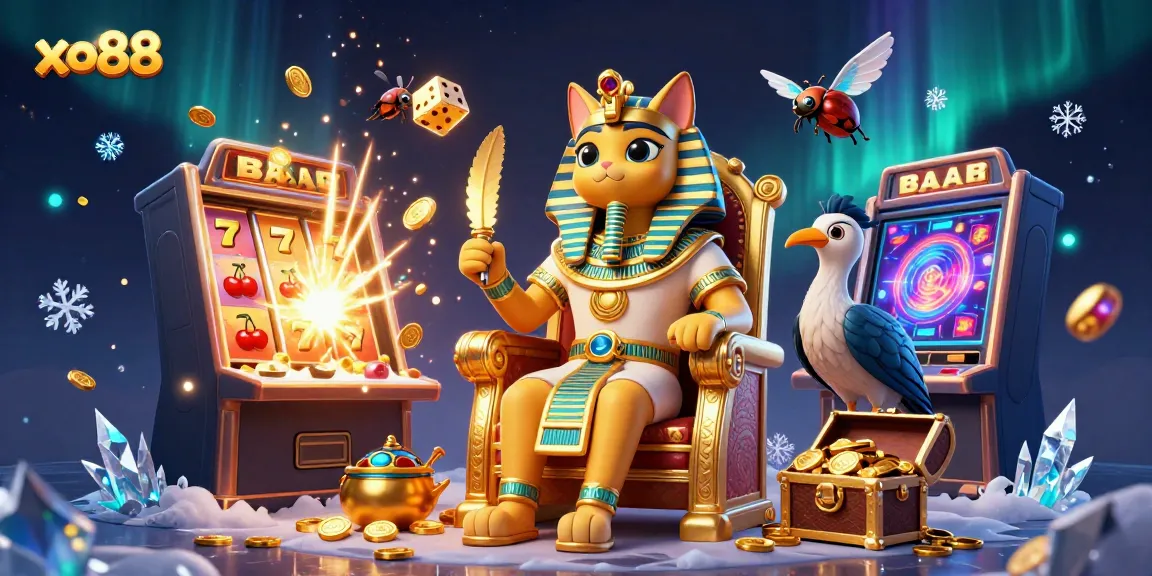 Experience the thrilling slot jackpot with xo88 in a vibrant 3D casino scene featuring gold and gems.