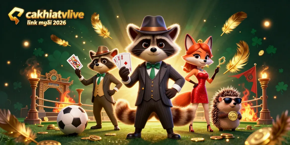 Cakhiatvlive link mới 2026 showcases a dynamic sports betting scene with 3D characters and rich visuals.