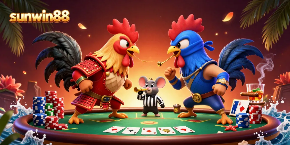 Engage with the thrilling action of sunwin88 at a vibrant poker showdown with dynamic characters.